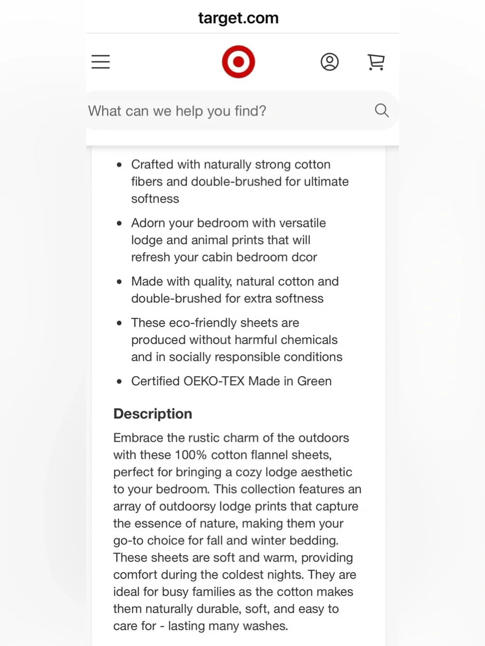 Target 100% Cotton Lodge Sheet Set - Great Bay Home in Olive Little Trees print